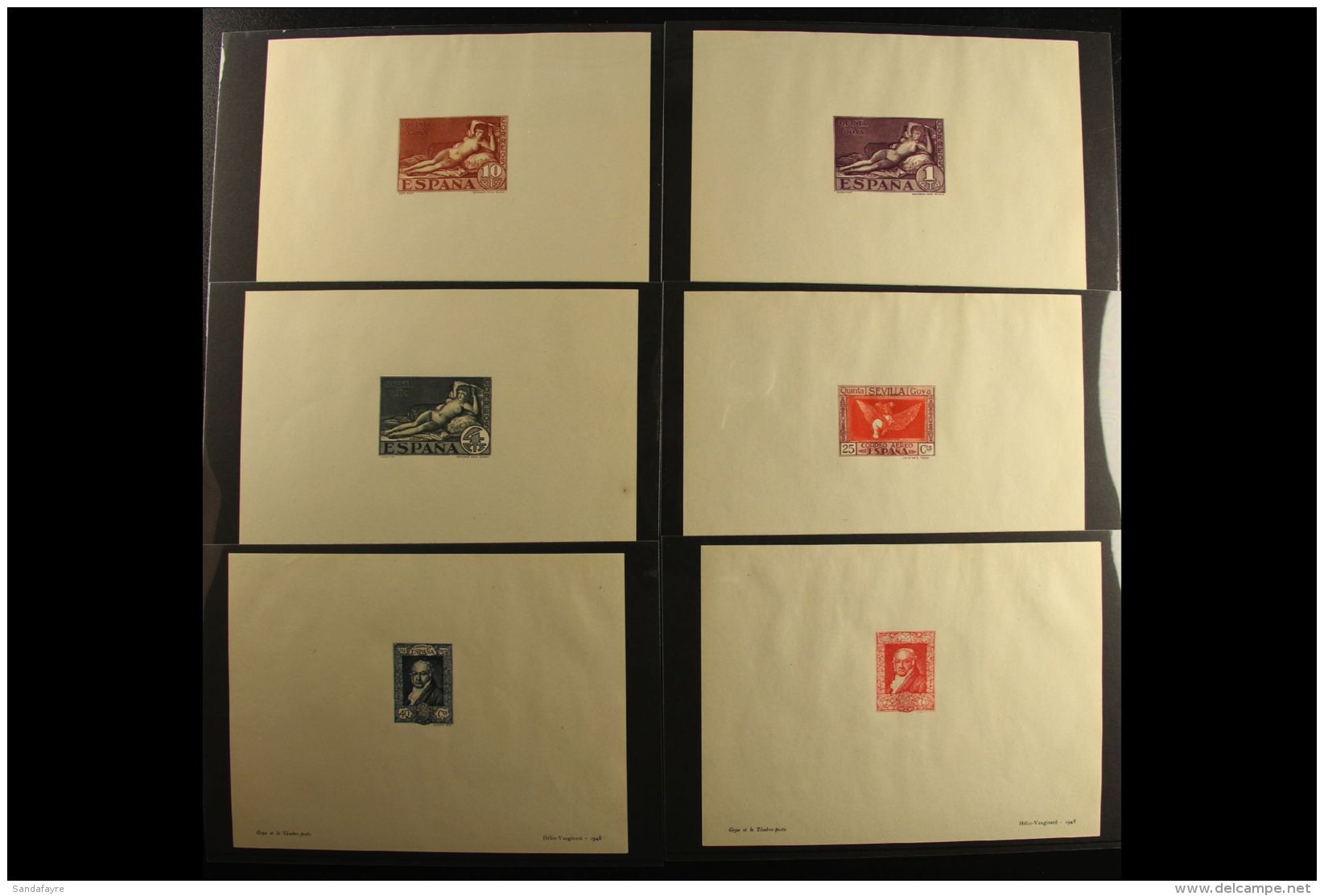 ART - GOYA PROOFS 1948 Spectacular Set Of Ten HELIO-VAUGIRARD Sample Die Proofs Of The Spain 1930 "Death Centenary... - Unclassified