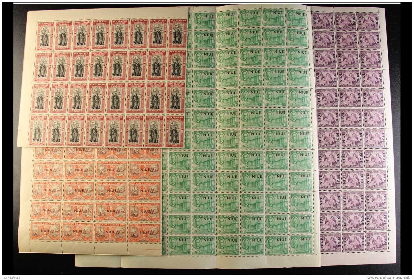 1946 VICTORY SET - COMPLETE SHEETS NIUE Set, SG  98/101, In SHEETS OF 120 STAMPS, Never Hinged Mint. (4 Sheets =... - Unclassified