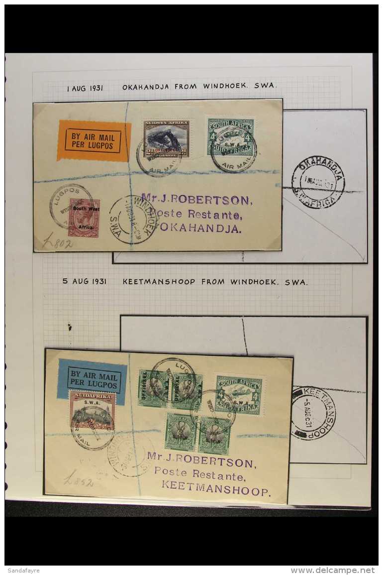 1925-1932 SOUTHERN AFRICA FLOWN COVERS Nicely Written Up Collection On Album Pages, Featuring Covers Bearing ... - Other & Unclassified