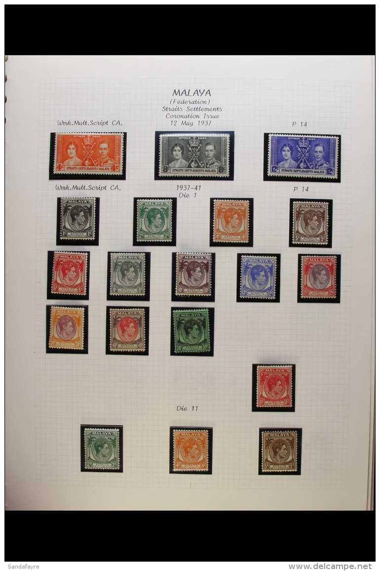 MALAYA &amp; STATES - FINE MINT KGVI COLLECTION 1936-56 Collection In An Album, Incl. 1937-41 Straits To 50c, Plus... - Other & Unclassified