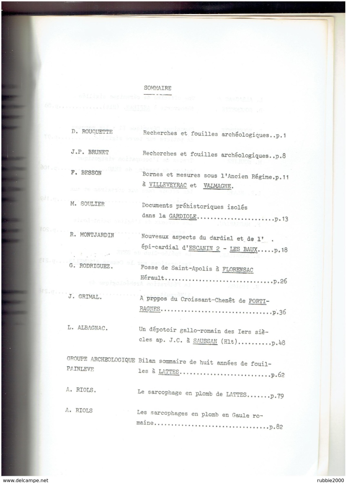 REVUE ARCHEOLOGIE DE SETE ET SA REGION 1971 VILLEVEYRAC VALMAGNE GARDIOLE ESCANIN LES BAUX FLORENSAC PORTIRAGNES SAUSSAN - Languedoc-Roussillon