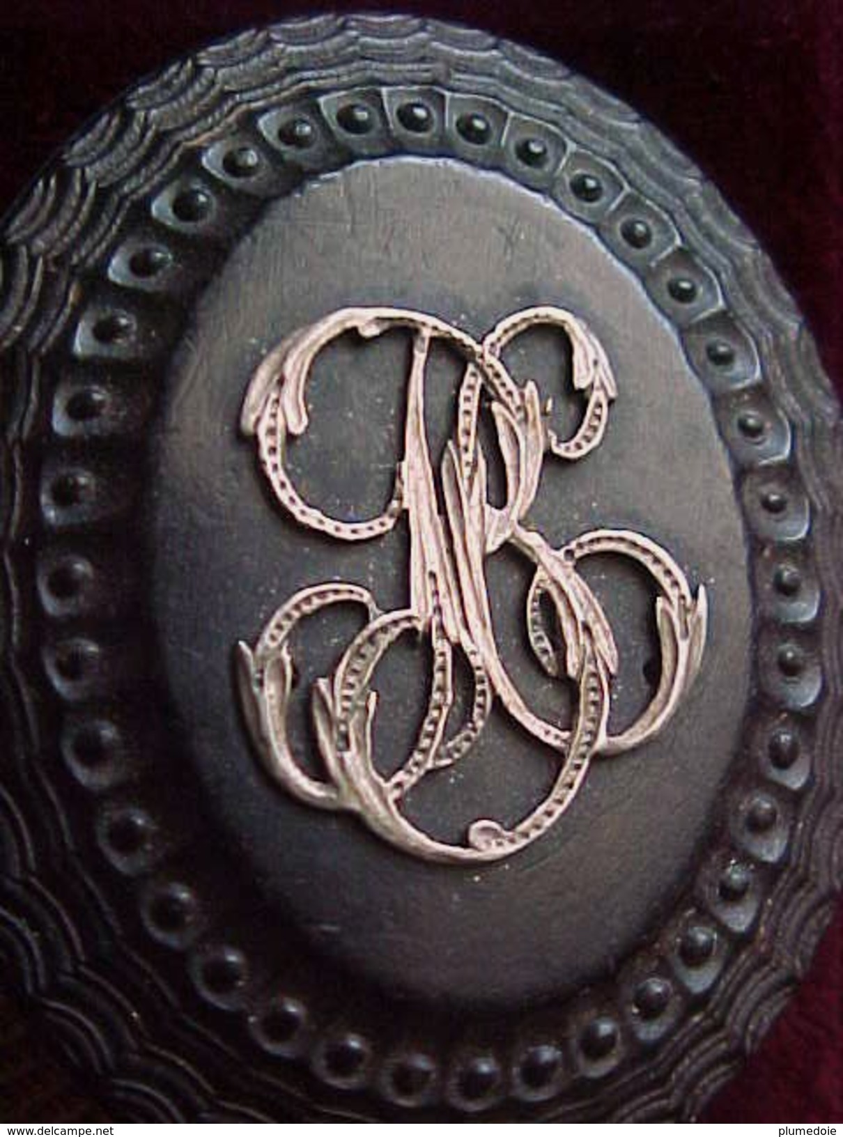 NAPOLEON III , BOUCLE DE CEINTURE EBENE & ARGENT , MONOGRAMME BC , Ebony / Silver  Belt Buckle Ca 1870/1880 - Cinture & Fibbie