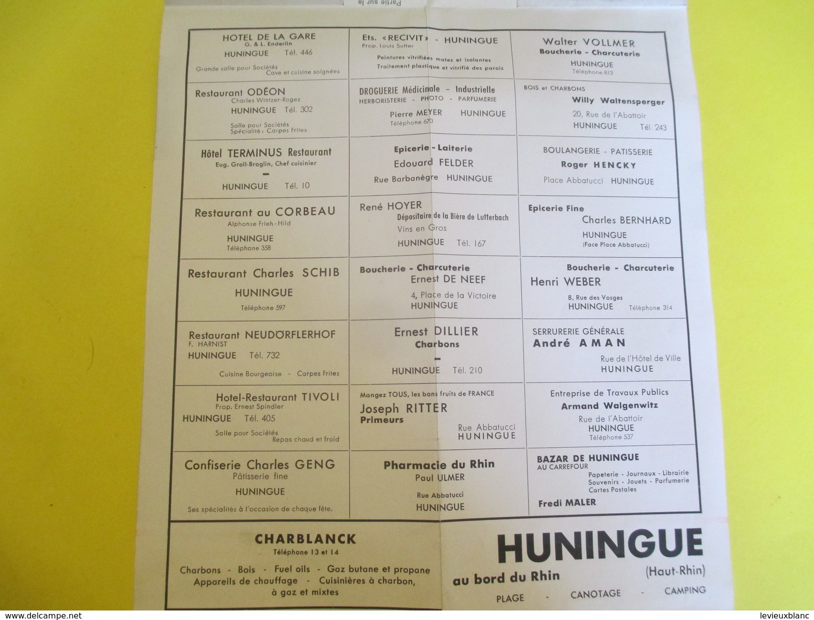 HUNINGUE/Plage Canotage Camping/ Haut Rhin / Au Bord Du Rhin /France /Carburant OZO/  Vers 1950     DT4 - Dépliants Touristiques