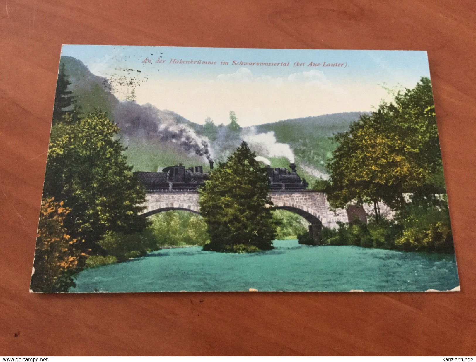 An Der Hakenkrümme Im Schwarzwassertal Bei Aue Lauter Dampflokomotive  Postkarte - Aue