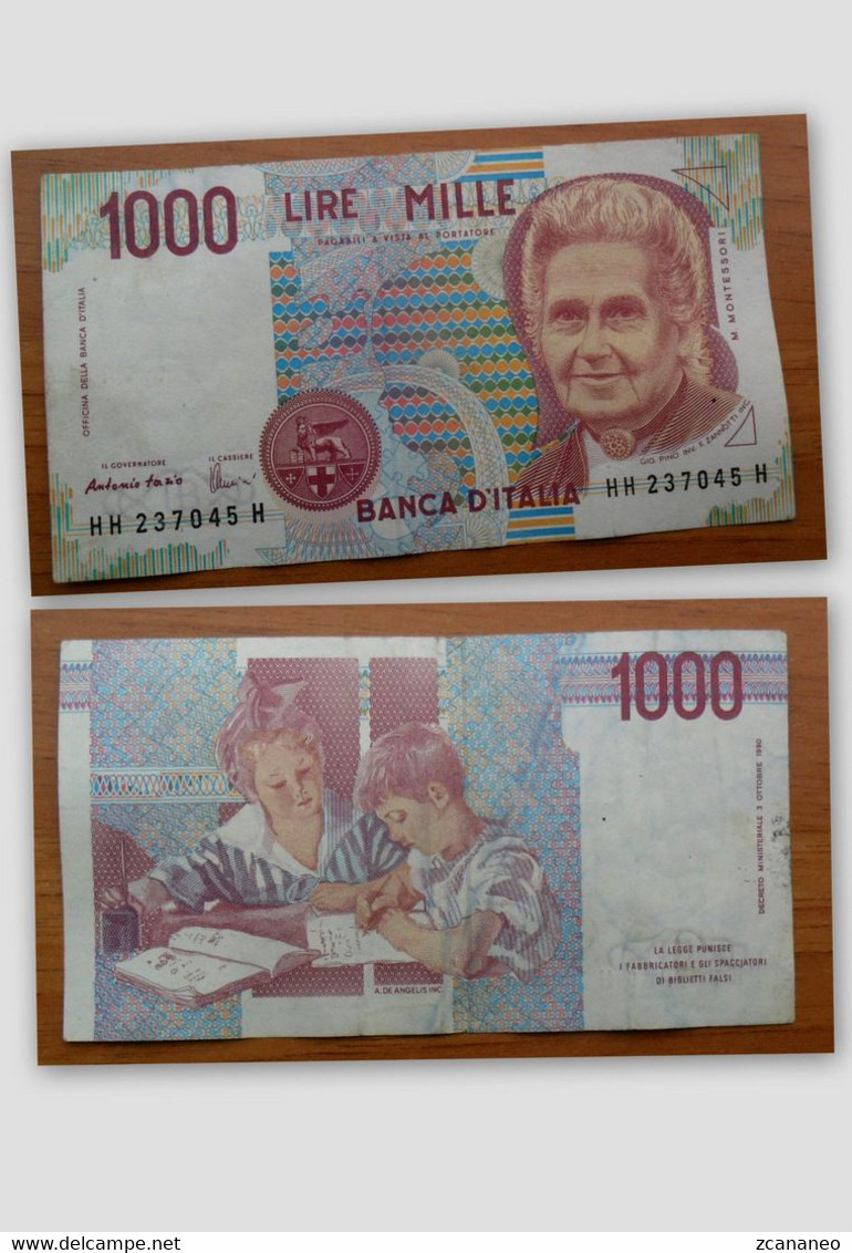 BANCONOTA DA 1.000 LIRE REPUBBLICA ITALIANA CON 3 HH......H - MONTESSORI - - 1000 Lire