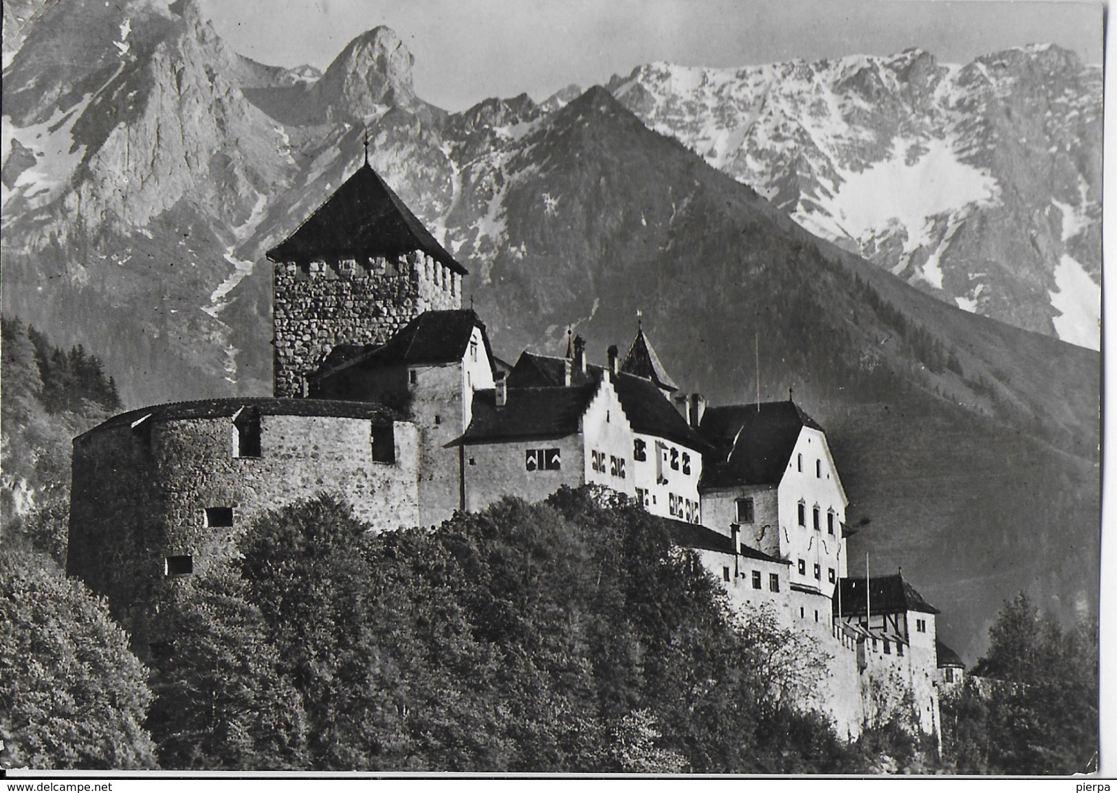 LIECHTENSTEIN - CASTELLO DI VADUZ- B/N - VIAGGIATA1969 - FRANCOBOLLO ASPORTATO - Liechtenstein