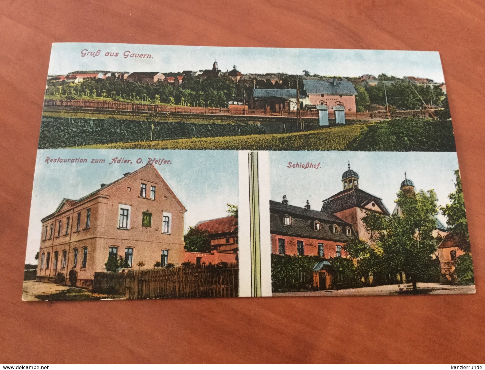 Gruss Aus Gauern Restaurant Zum Adler Bahnhof Postkarte Litho - Greiz