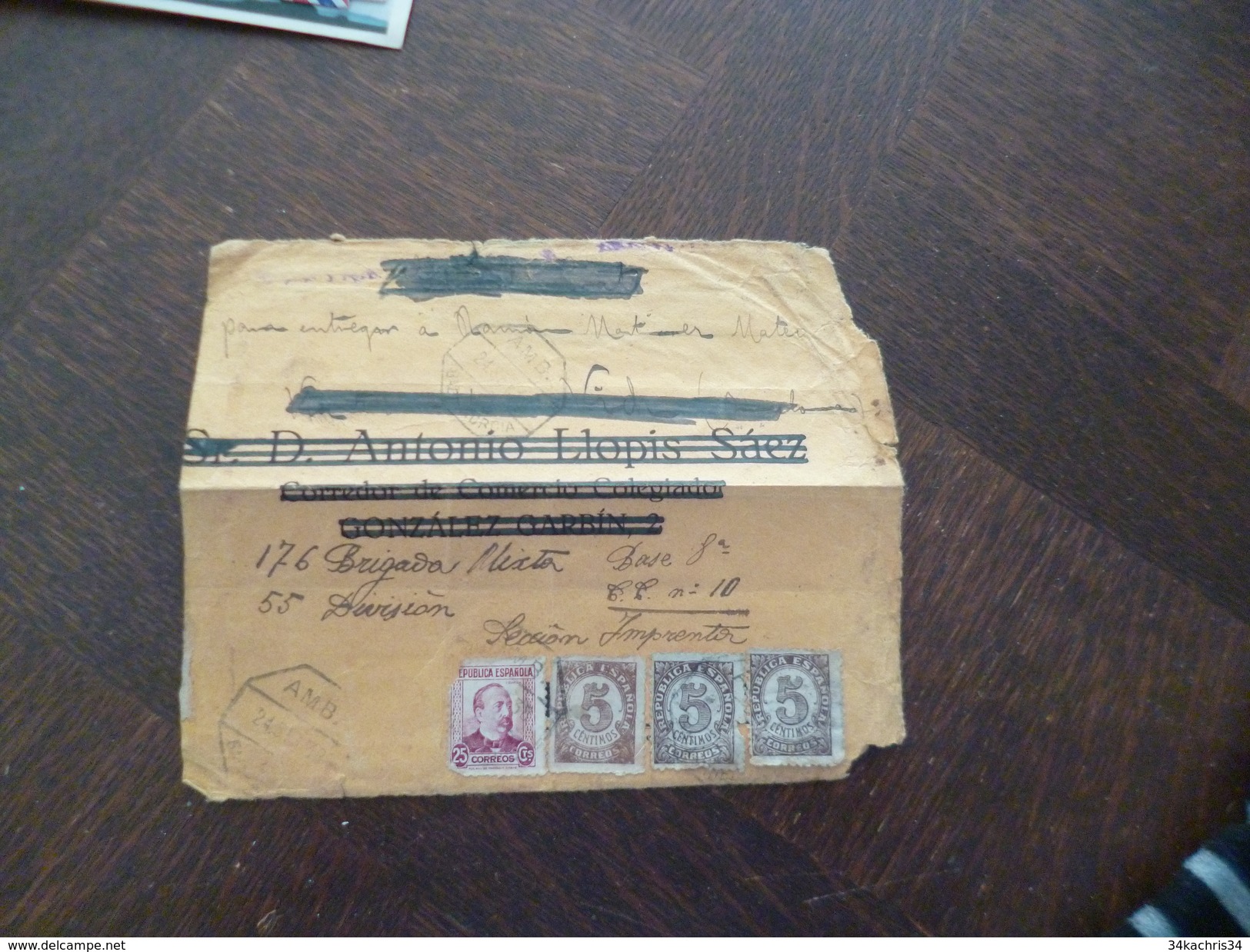 Lettre Espagne Devant Avec 4 TP Anciens 193? En L'état - Covers & Documents