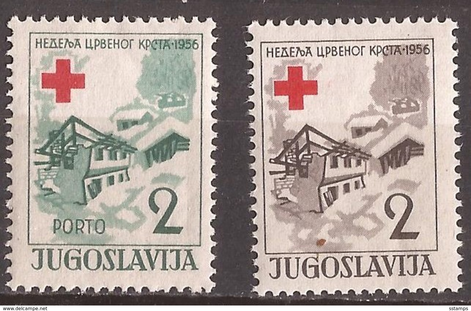 1956  16  ROT KREUZ JUGOSLAVIJA  JUGOSLAWIEN   ERSTE HILFE DURCH LAWINE ZERSTOERTE HAESER SNOWSLIDE  MNH - Erste Hilfe