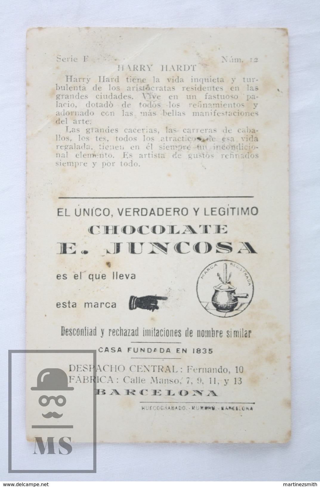 Old Trading Card/ Chromo Topic Cinema/ Movie - Spanish Chocolate Advertising - Actor: Harry Hardt - Otros & Sin Clasificación