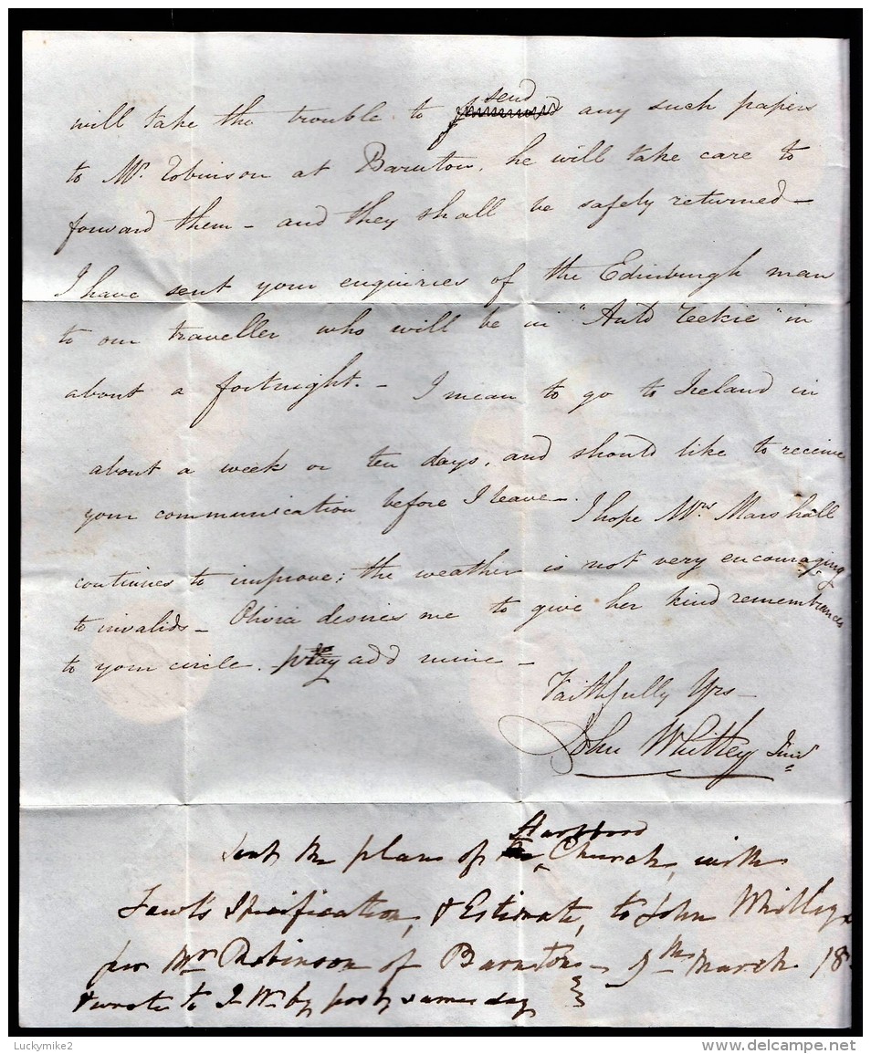 1831 V. Amusing Letter From "John Whitley, Brookside, Ashton" To "Thomas Marshall, The Beach, Hartford, Northwich". 0281 - Manuscripts
