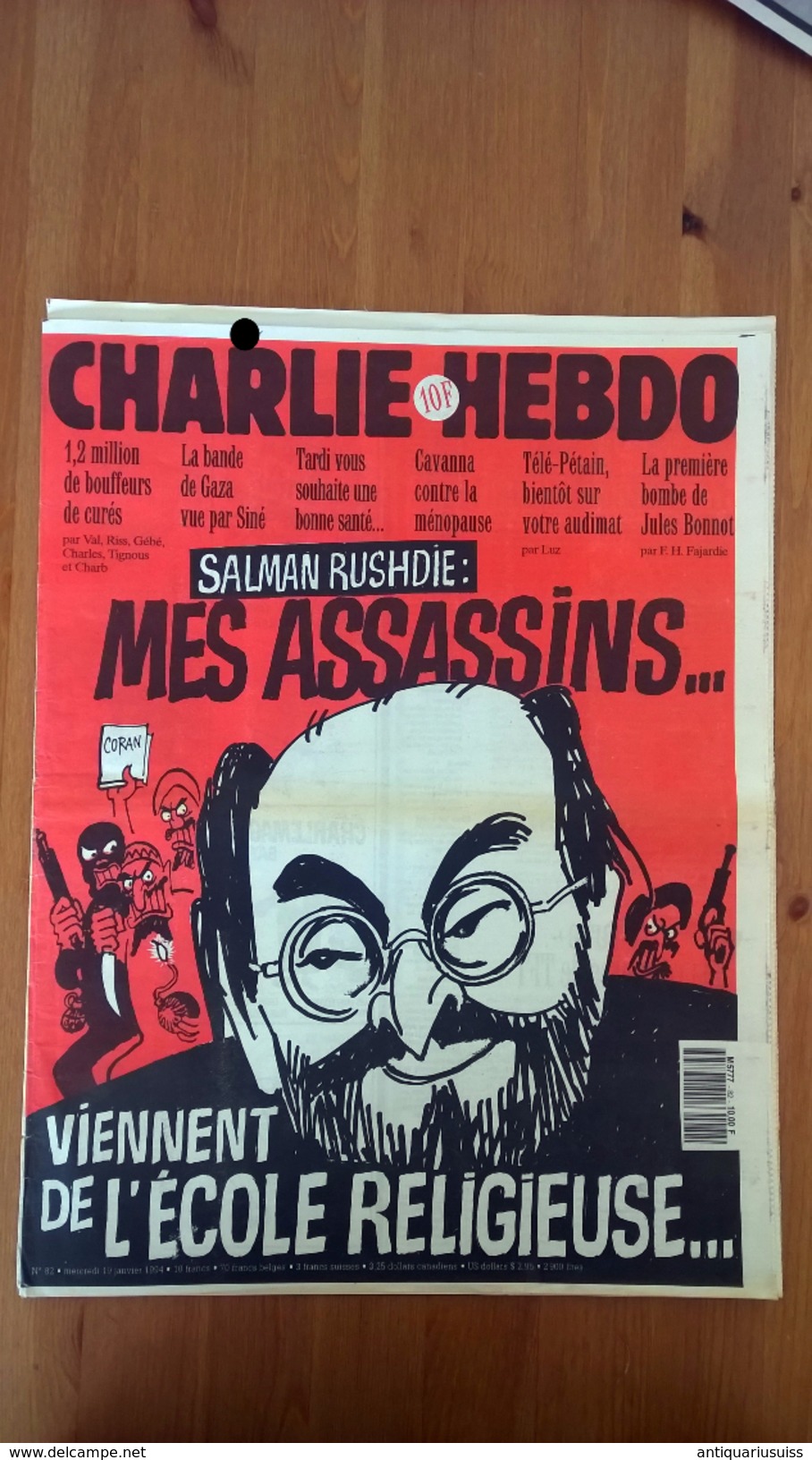 Charlie Hebdo N°82 - 19/01/94 - Cabu - Cavanna - Charb - Riss - Siné - Val - 1950 à Nos Jours