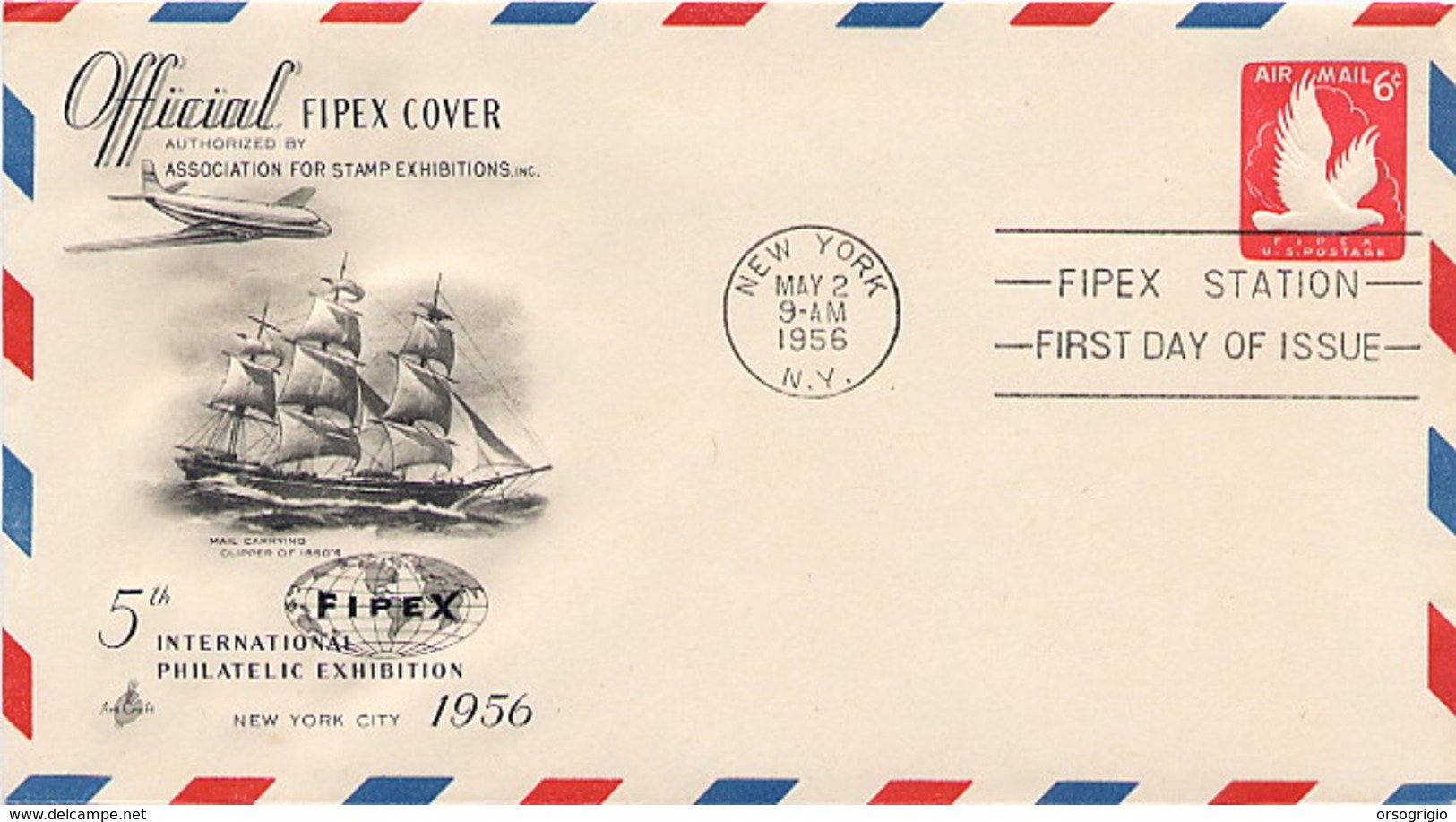 USA - Intero Postale -  AIR MAIL 6c. - Clipper - FIPEX 1956 - 1941-60