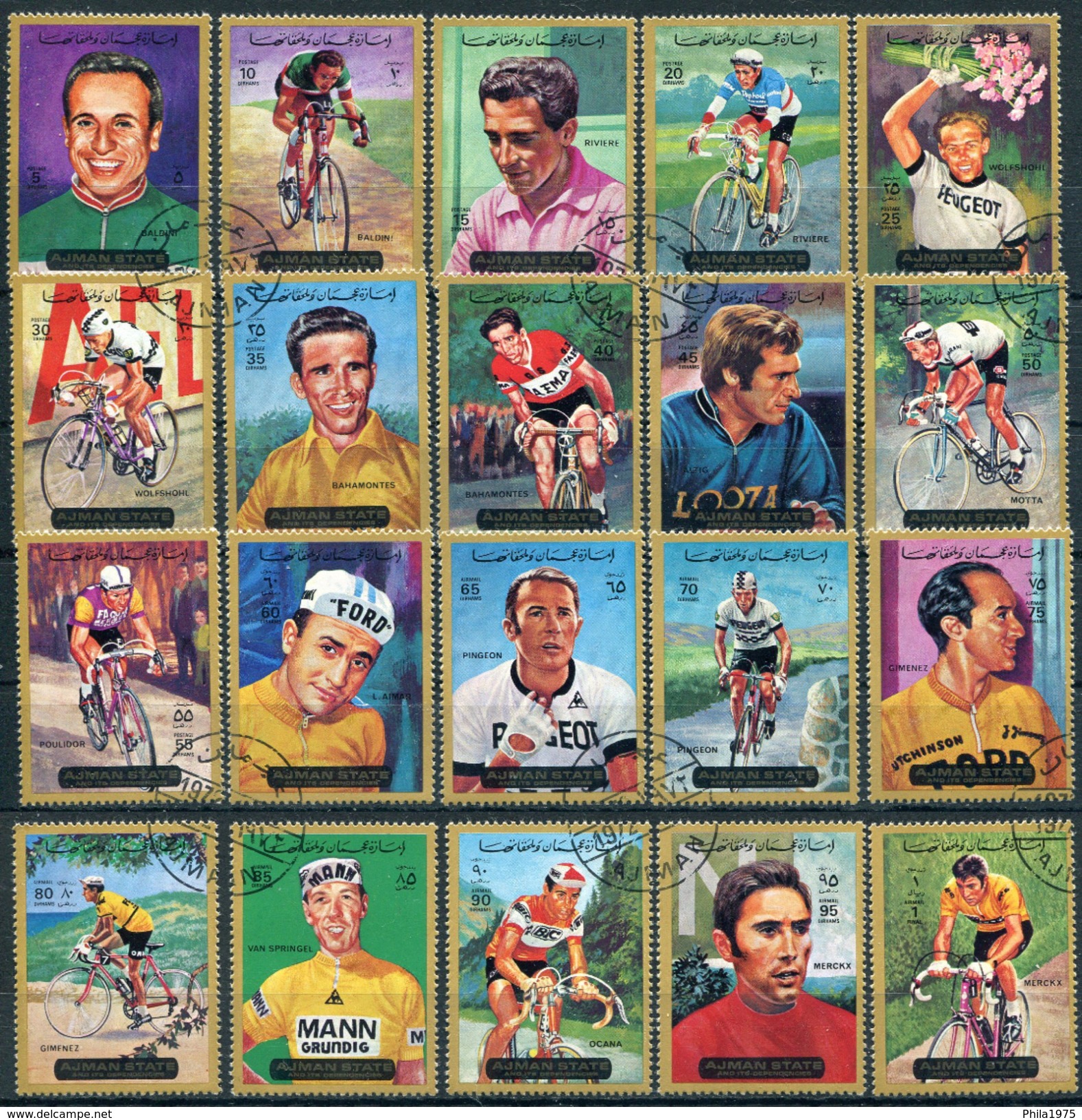 VAE Ajman Michel-Nr. 1351 A - 1370 A Gestempelt - Tour De France 1972 - Ajman