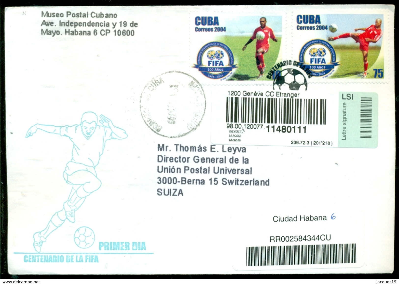 Cuba 2004 Registered FDC From Museo Postal Cubano To Thomas E. Leavey Director UPU Mi 4612 And 4615 - FDC