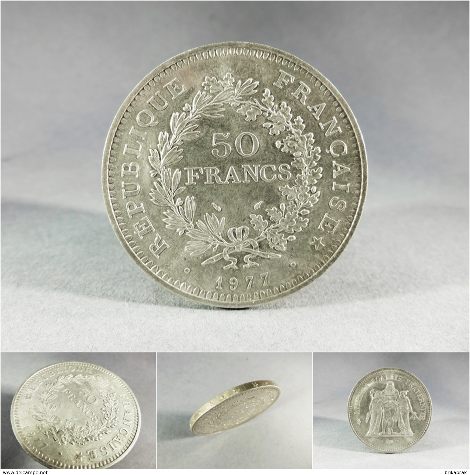 * PIECE 50 FRANCS ARGENT HERCULE DUPRE 1977 - Monnaie Argenterie - Altri & Non Classificati