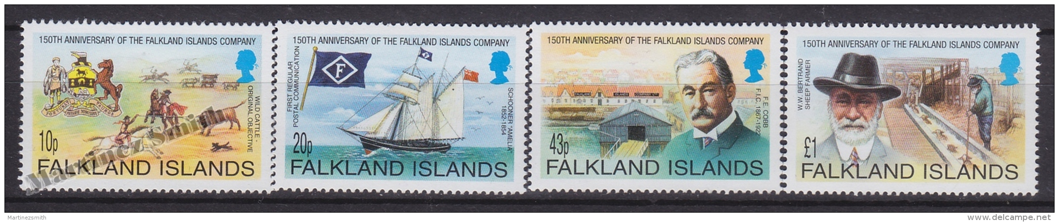 Falkland Islands 2002 Yvert 813-16, 150th Anniv Of The Falkland Islands Company - MNH - Islas Malvinas