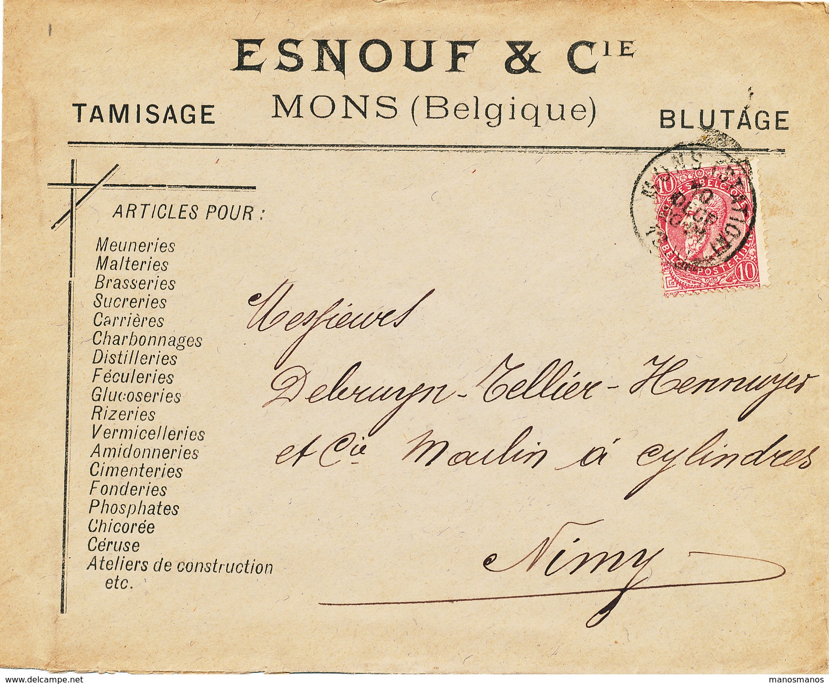 046/25 - BELGIUM - Lettre à Entete  Articles Pour Brasseries , Malteries , Sucreries , ... Esnouf § Cie MONS 1900 - Bier