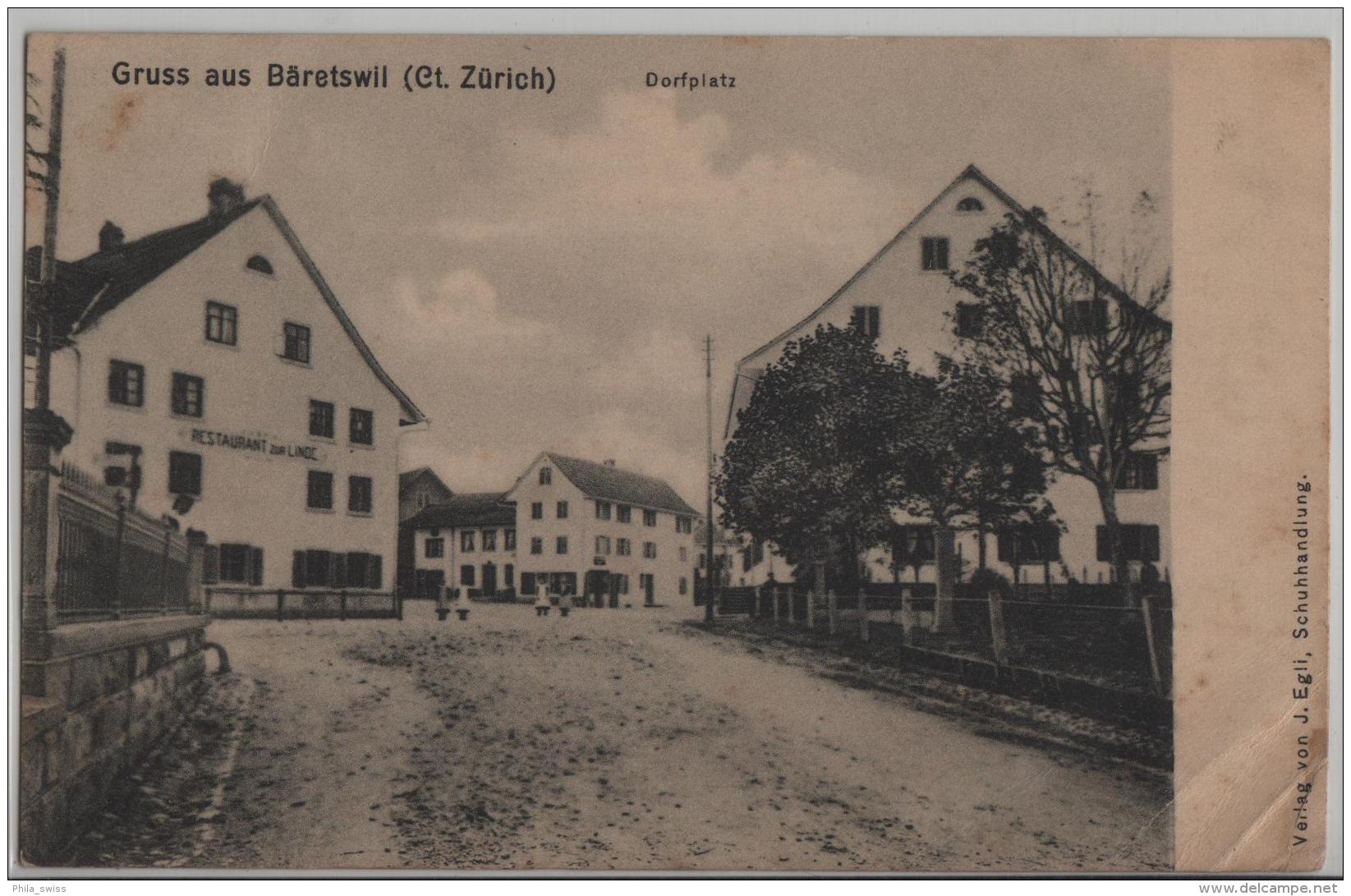 Gruss Aus Bäretswil (Ct. Zürich) - Dorfplatz Restaurant Zur Linde - Animee - Photo: Max Roon - Bäretswil