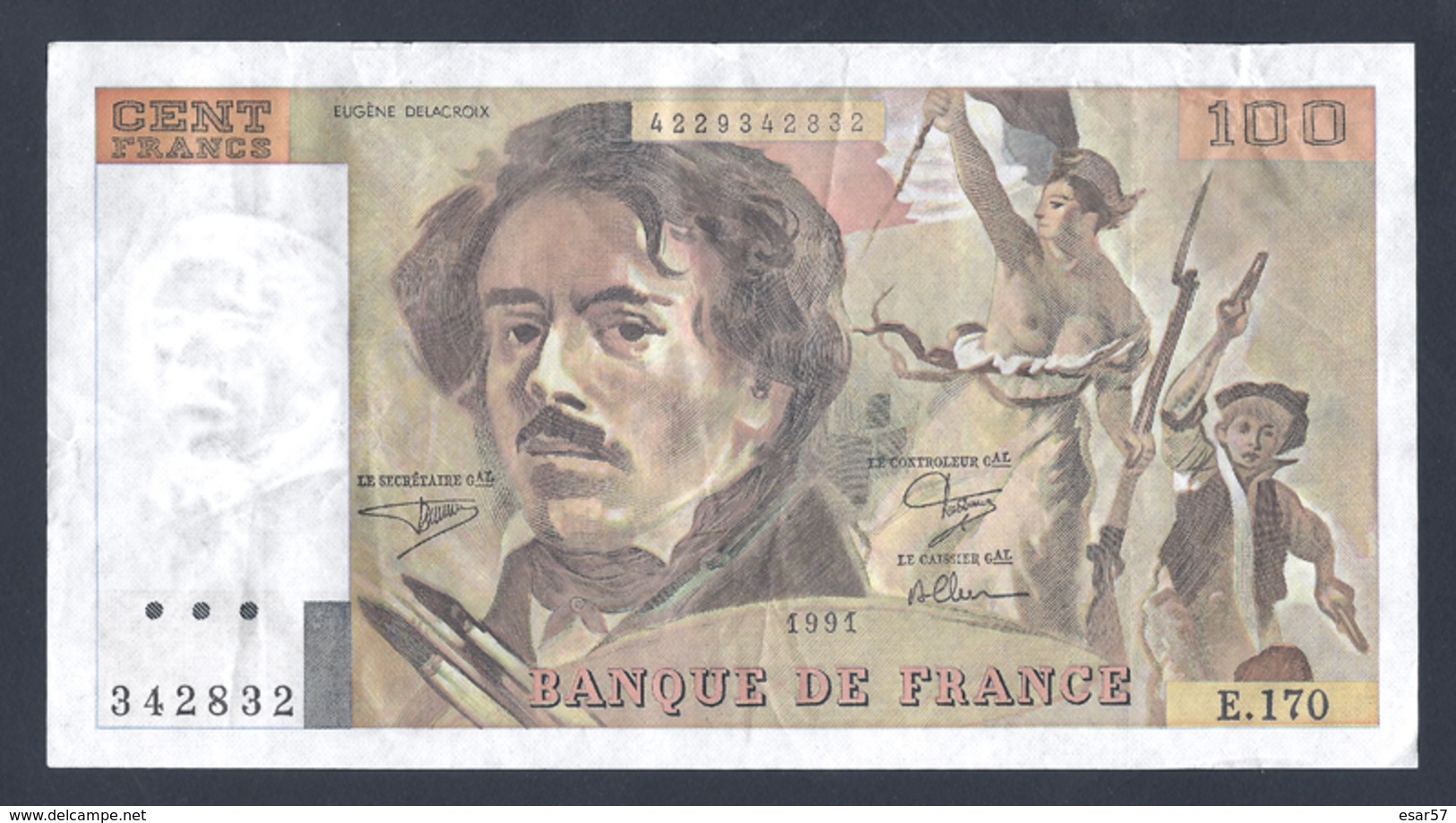 BILLET DE 100 FRANCS "DELACROIX" DE 1991 E.170 Petit Filigramme SUP   F 69 Bis 3a1 - 100 F 1978-1995 ''Delacroix''