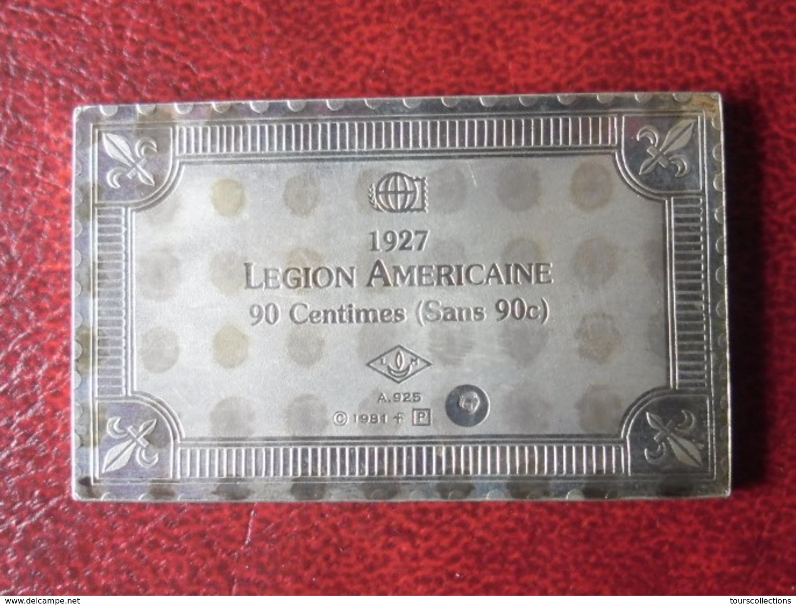 Timbre De France - Légion Américaine (USA) De 1927 - 1981 (13 Grammes En Argent 925/1000 ) Poinçon Crabe @ Avion Bateau - Altri & Non Classificati