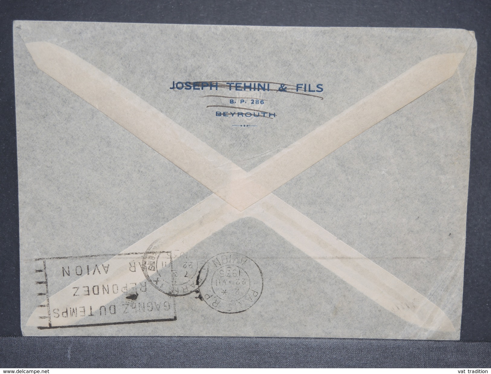 FRANCE / GRAND LIBAN - Enveloppe De Beyrouth Pour Paris Par Avion En 1935 - L 6380 - Briefe U. Dokumente