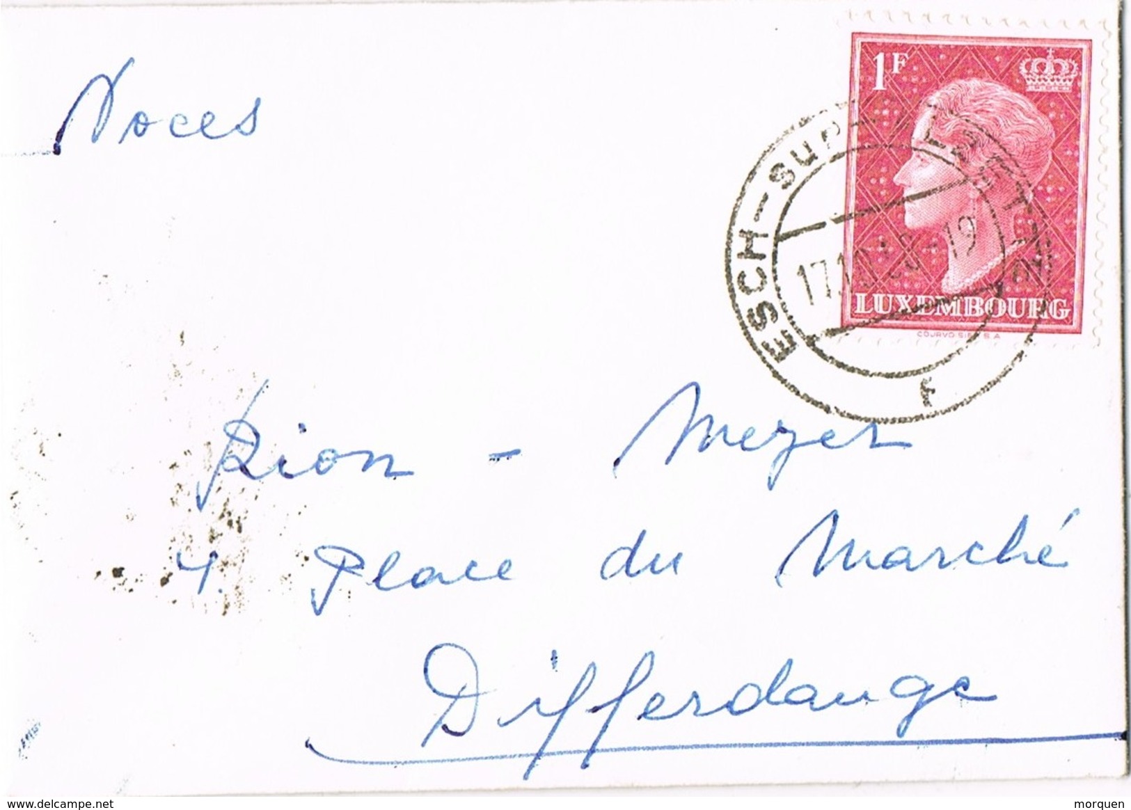 23752. Carta ESCH Sur ALZETTE (Luxembourg) 1958. Tamaño Tarjeta Visita - Lettres & Documents