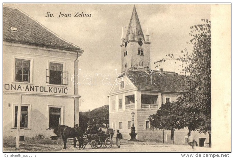 * T2/T3 Szentiv&aacute;nzelina, Sveti Ivan Zelina; Utcak&eacute;p Templommal, Antolkovic &uuml;zlete / Street View... - Non Classificati