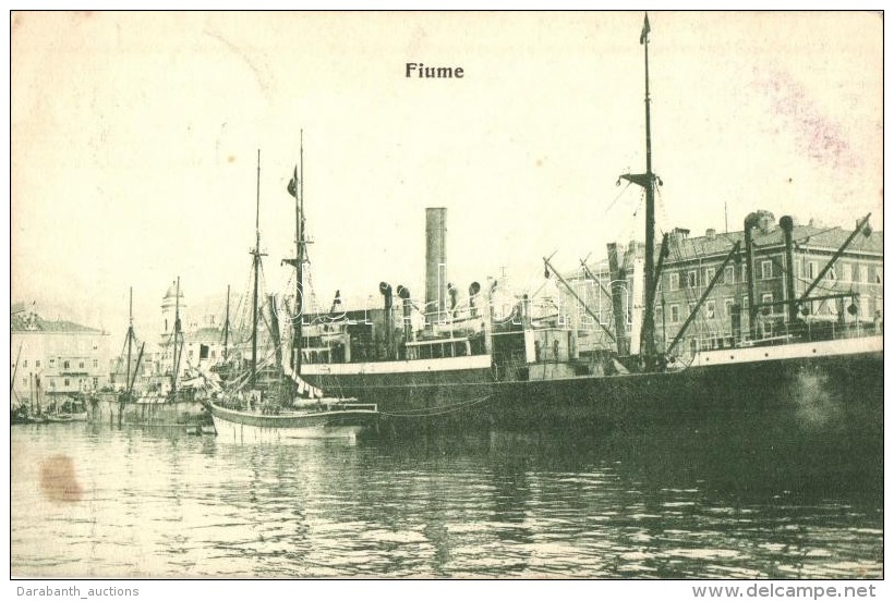 Fiume - 2 Db R&Eacute;GI K&eacute;peslap, Kik&ouml;tÅ‘, Haj&oacute;k / 2 Pre-1945 Postcards, Port, Steamships - Non Classificati