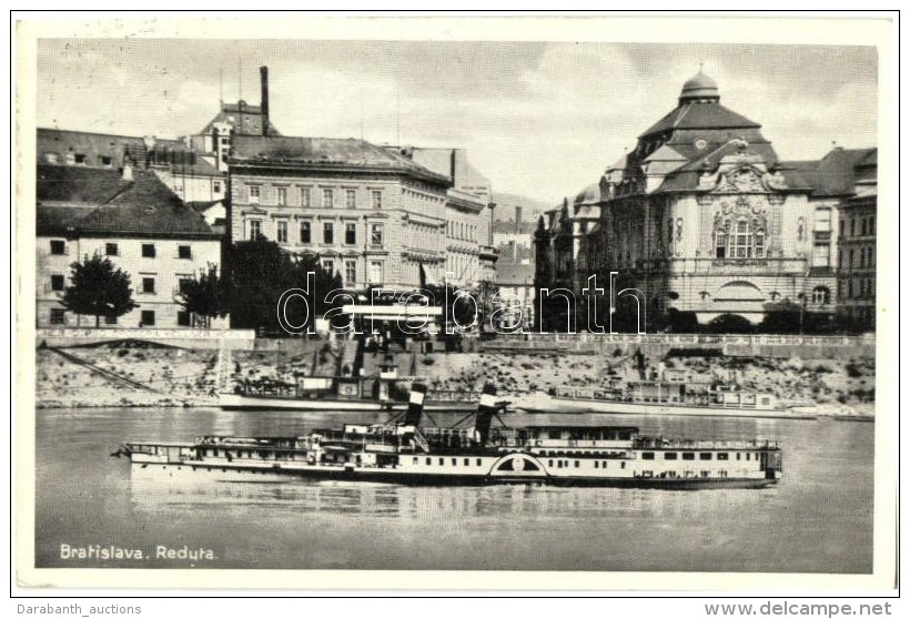 T3 Pozsony, Pressburg, Bratislava; Rakpart GÅ‘zhaj&oacute;val / Quay, Steamship (&aacute;zott Sarok / Wet Corner) - Non Classificati