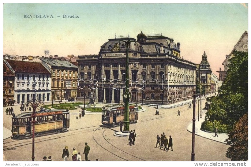 T2/T3 Pozsony, Pressburg, Bratislava; Sz&iacute;nh&aacute;z, Villamosok / Divadlo / Theatre, Trams (EK) - Non Classificati