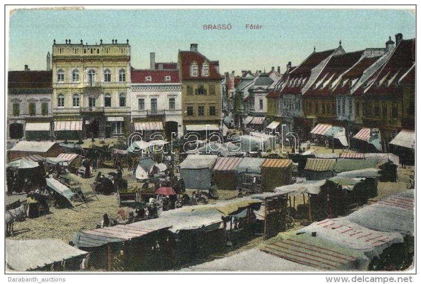 T2/T3 Brass&oacute;, Kronstadt, Brasov; FÅ‘ T&eacute;r, Piac, Robert Weber &uuml;zlete / Main Square, Market, Shops - Non Classificati