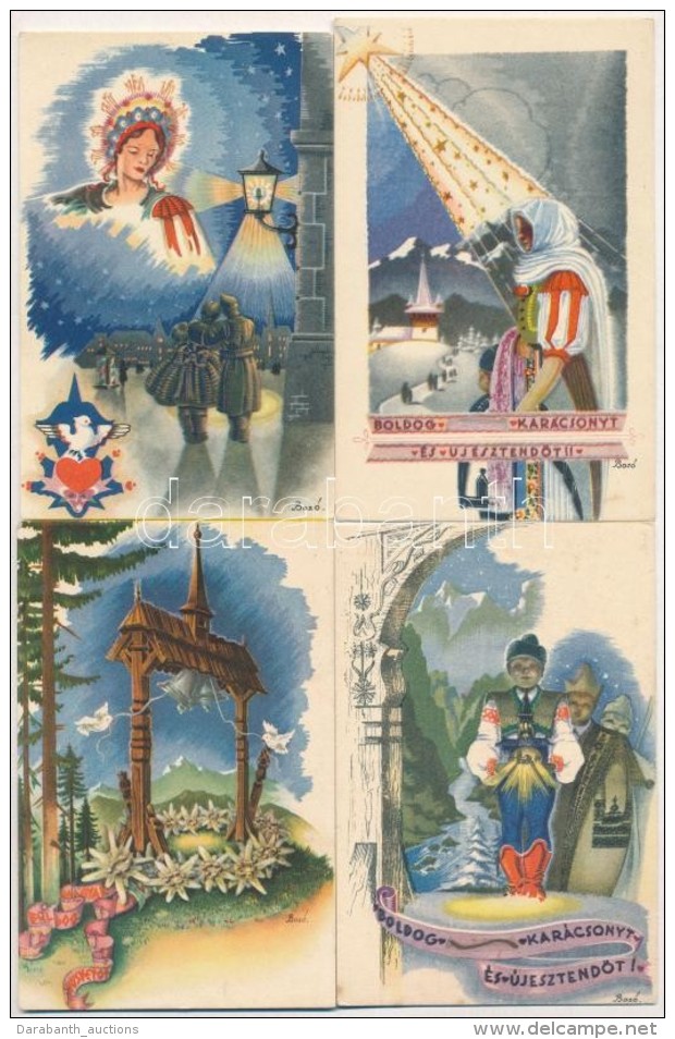 ** 4 Db R&Eacute;GI Boz&oacute; MÅ±v&eacute;szlap / 4 Pre-1945 Boz&oacute; Art Postcards - Non Classificati