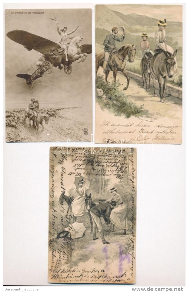 ** * 10 Db R&Eacute;GI Lovas Mot&iacute;vumlap, Vegyes MinÅ‘s&eacute;g / 10 Pre-1945 Horse Motive Cards, Mixed... - Non Classificati