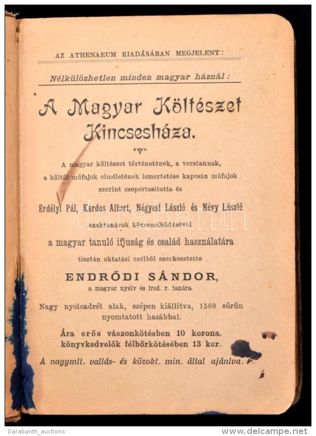 Schmidt J&oacute;zsef: Magyar-Latin Sz&oacute;t&aacute;r. Bp., &eacute;.n., Athenaeum. Kiad&oacute;i... - Non Classificati