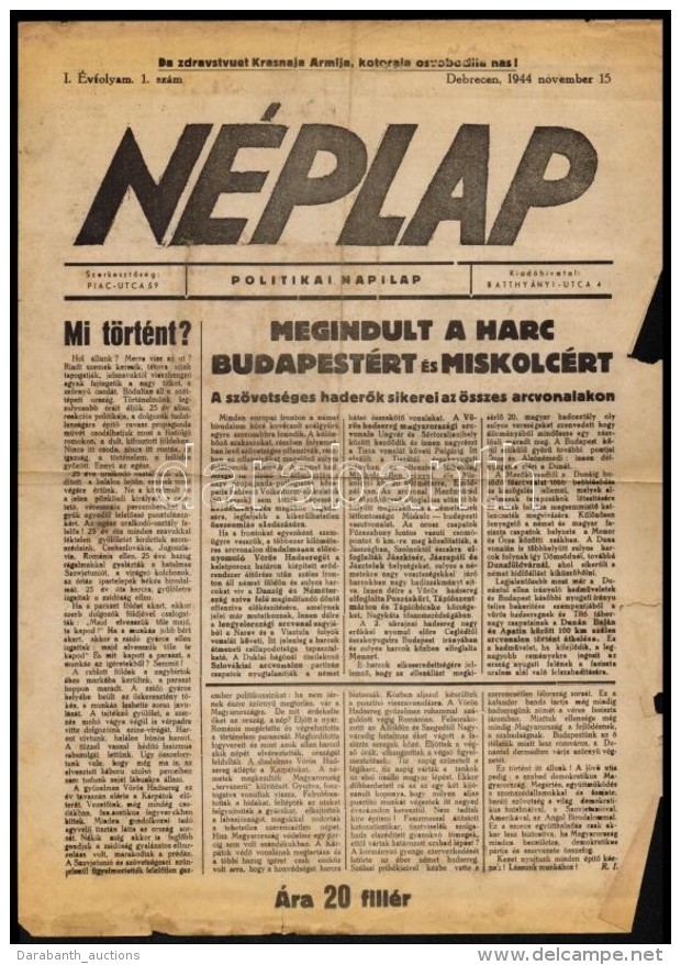 1944 N&eacute;plap, Debreceni Politikai Napilap, I. &eacute;vfolyam 1., 2., 3., Sz&aacute;m, Benne A... - Non Classificati