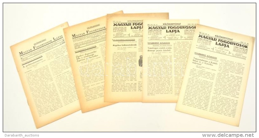 1934-1939 A Magyar Fogorvosok Lapj&aacute;nak  K&uuml;l&ouml;nlenyomatai, 5 Db - Non Classificati