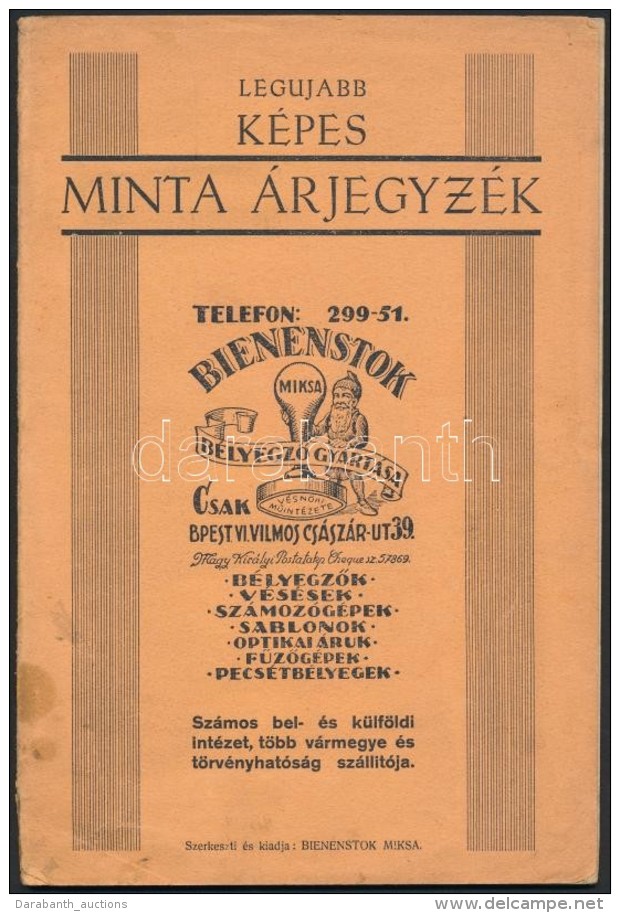 Cca 1929 Bp., A Bienenstok B&eacute;lyegzÅ‘k Leg&uacute;jabb K&eacute;pes Minta&aacute;rjegyz&eacute;ke, 52p - Non Classificati