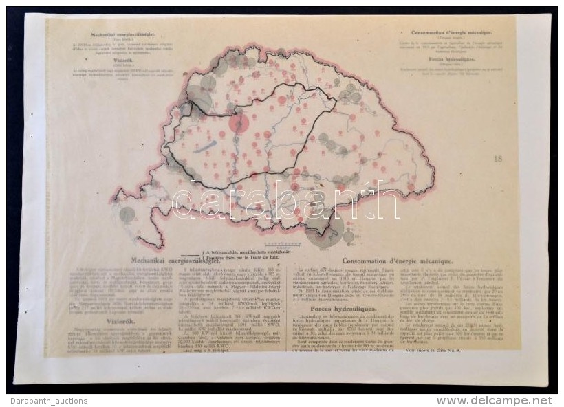 Cca 1920 Magyarorsz&aacute;g Mechanikai Energiasz&uuml;ks&eacute;glete / Consommation D'&eacute;nergie... - Altri & Non Classificati