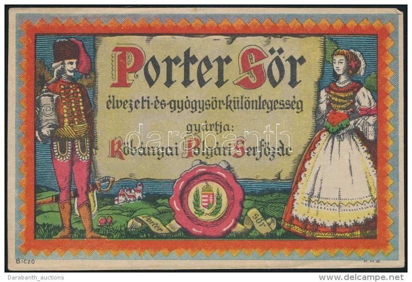 Cca 1940 KÅ‘b&aacute;nyai Polg&aacute;ri SerfÅ‘zde Porter S&ouml;r, Bicz&oacute; Andr&aacute;s (1888-1957)... - Pubblicitari