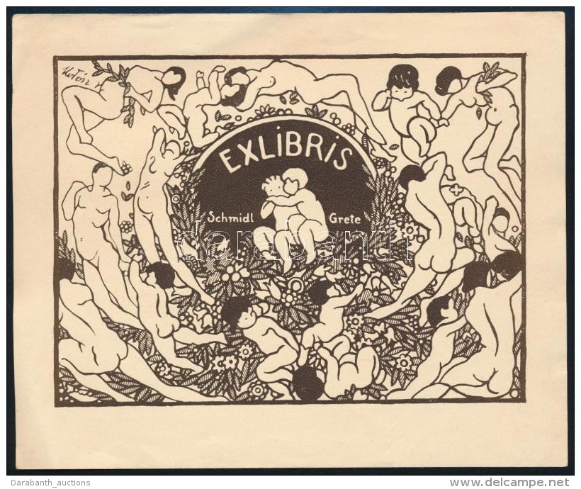 Kot&aacute;sz K&aacute;roly (1872-1941): Erotikus Ex Libris, Schmidl Grete. Klis&eacute;, Pap&iacute;r, Jelzett A... - Altri & Non Classificati