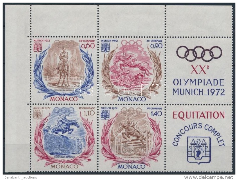 ** 1972 Ny&aacute;ri Olimpia, M&uuml;nchen Szelv&eacute;nyes 4-es T&ouml;mb Mi 1045-1048 - Altri & Non Classificati