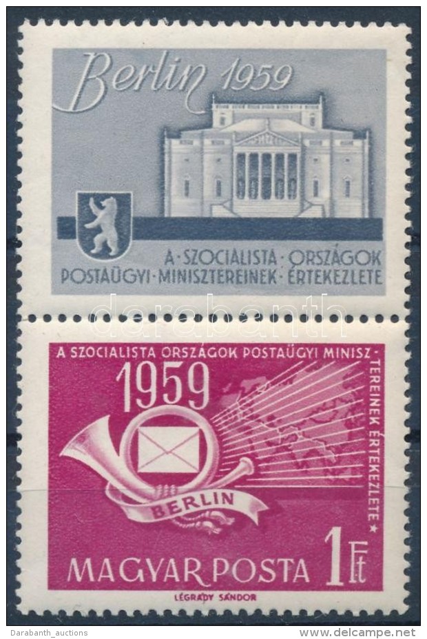 ** 1959 Szocialista Orsz&aacute;gok Posta&uuml;gyi Miniszterei KettÅ‘spont Lemezhiba - Altri & Non Classificati