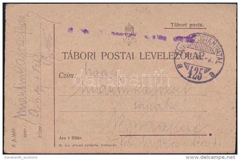 1917 T&aacute;bori Posta LevelezÅ‘lap 'TP 425 A' - Altri & Non Classificati