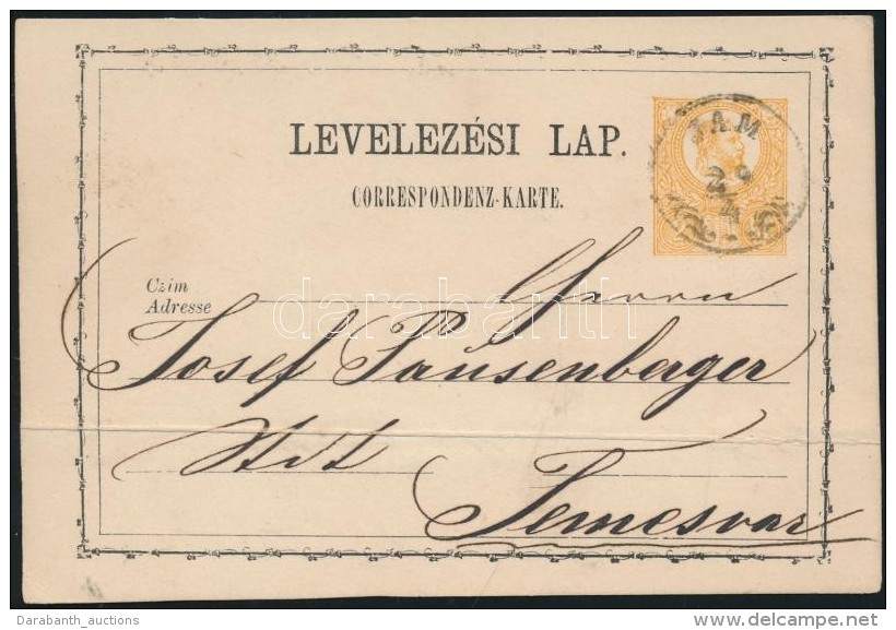 1873 2kr D&iacute;jjegyes LevelezÅ‘lap / PS-card'JAM' - Temesv&aacute;r - Altri & Non Classificati