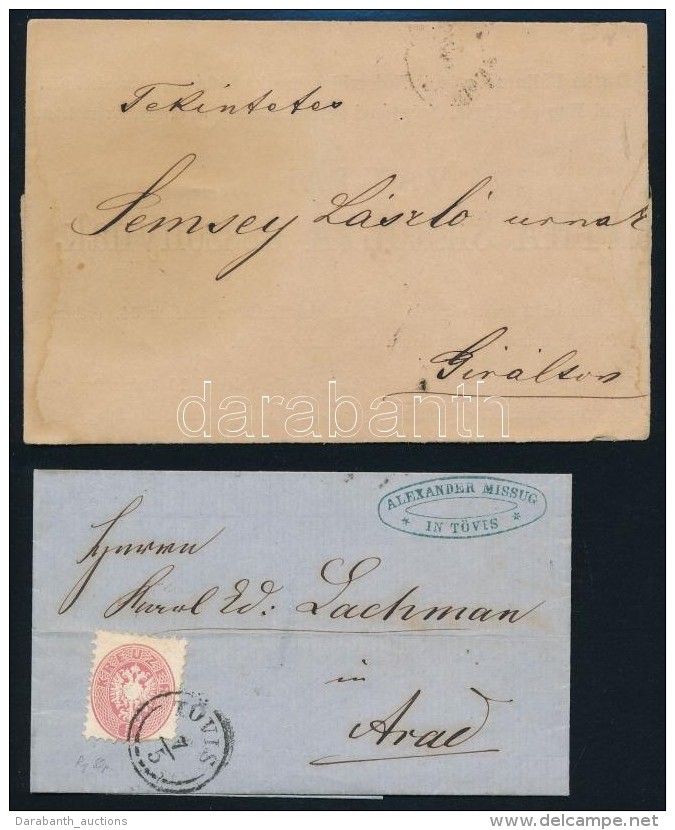 1864 Nyomtatv&aacute;ny 2kr 'S.A.UJHELY' (b&eacute;lyeg Elt&eacute;pve) + 5kr Lev&eacute;len 'T&Ouml;VIS' - Altri & Non Classificati