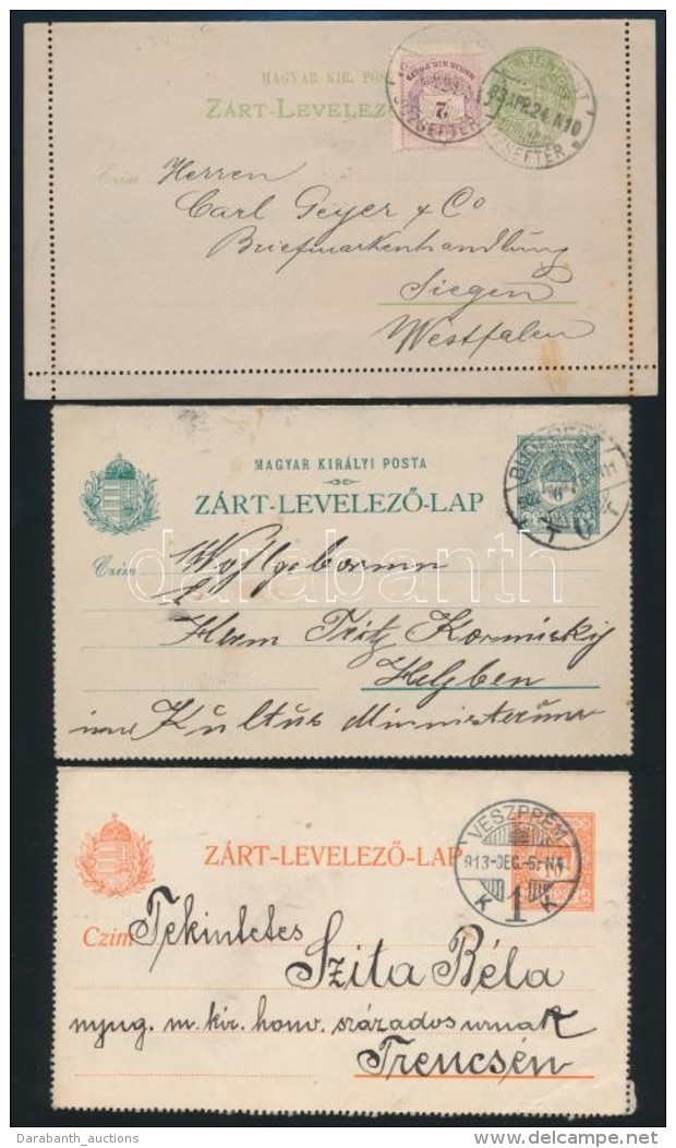 1893, 1902, 1913 3 Klf Z&aacute;rt LevelezÅ‘lap - Altri & Non Classificati