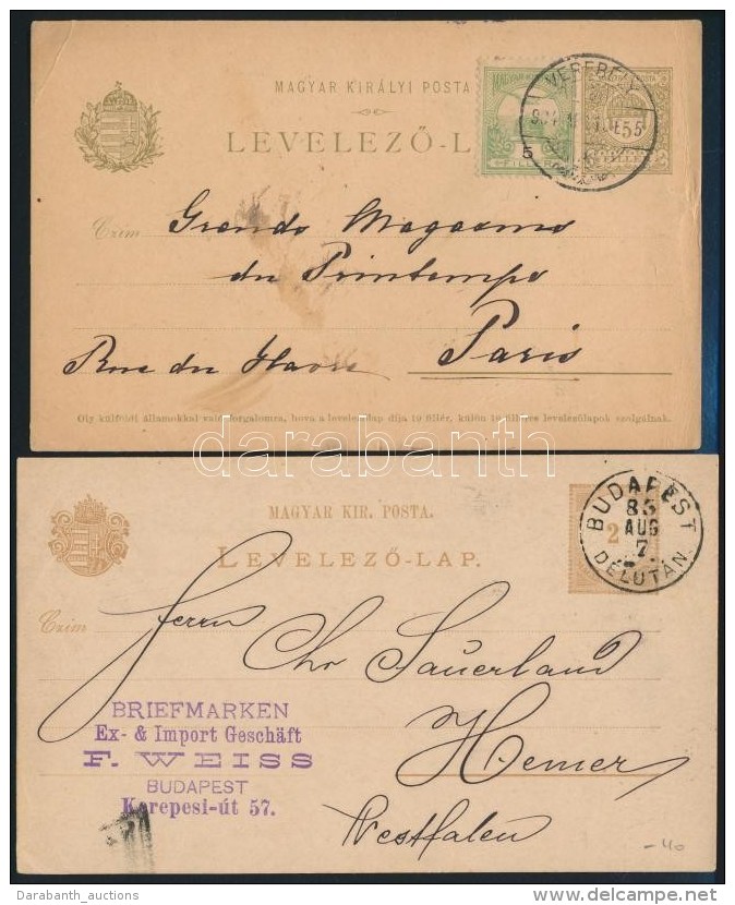 1885 D&iacute;jjegyes LevelezÅ‘lap 'BUDAPEST / D&Eacute;LUT&Aacute;N' - Westfalen + 1904 D&iacute;jjegyes... - Altri & Non Classificati