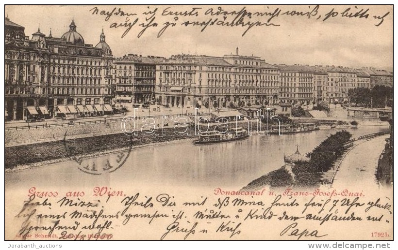 T2/T3 Vienna, Wien; Donaucanal, Franz Josefs Quai / Quay With Steamships (EK) - Non Classificati