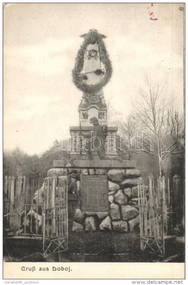 T2/T3 Doboj, Military Monument With K.u.K. Soldiers, 'K. K. Landwehrinfanterieregiment Gravosa Nr. 37.... - Non Classificati
